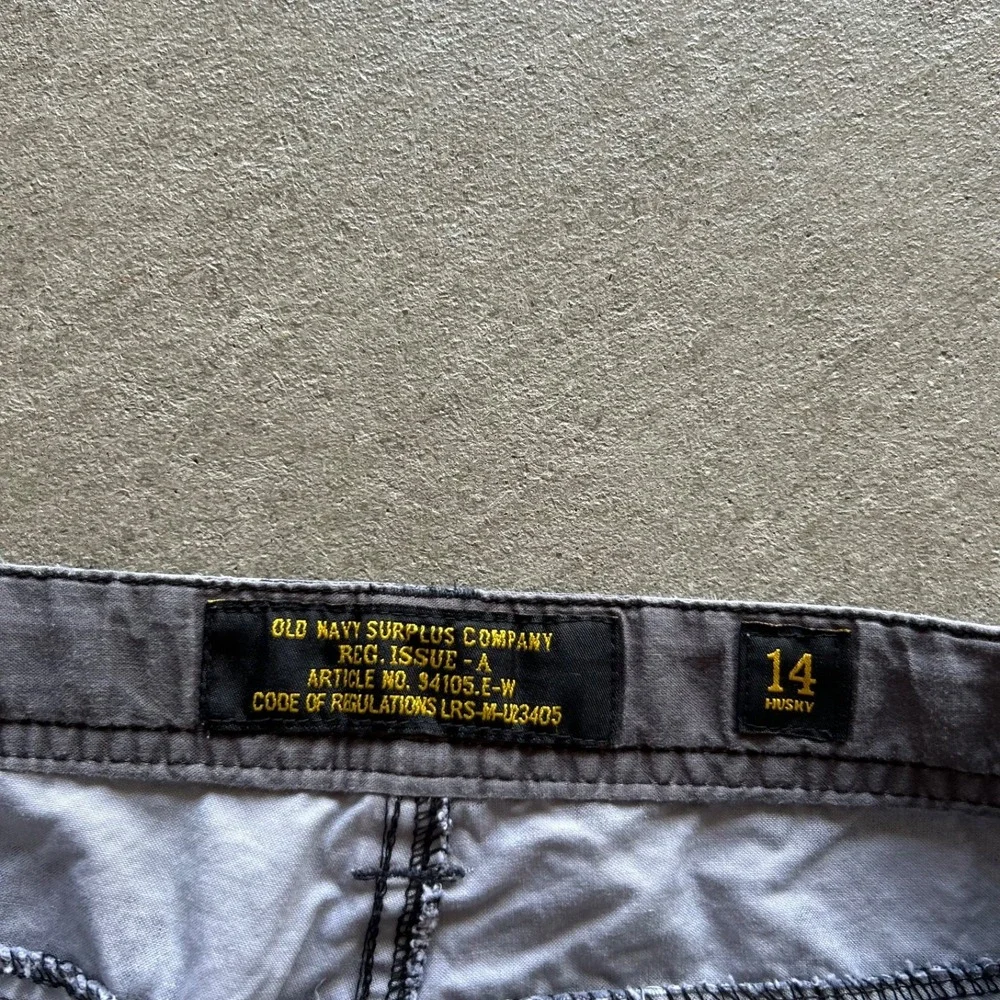 Vintage Y2K Old Navy Cargo Pants Boys 14 Husky Gray Black Woodland Camo Tactical